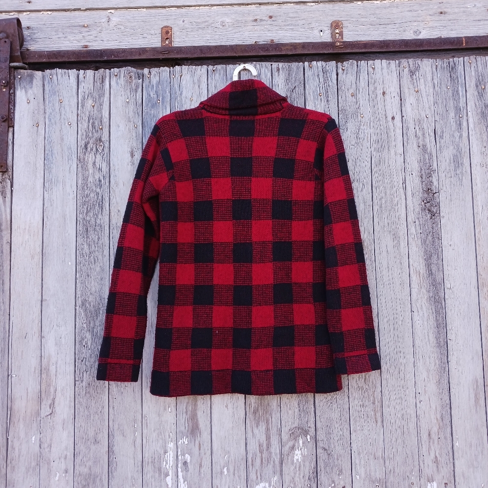 DENIM & SUPPLY Ralph Lauren Cardigan Sweater Shawl Buffalo Plaid  XS Wool Blend - Picture 4 of 5